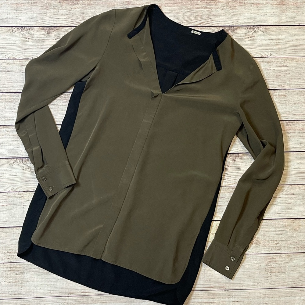 Vince 100% Silk Long-Sleeve Blouse